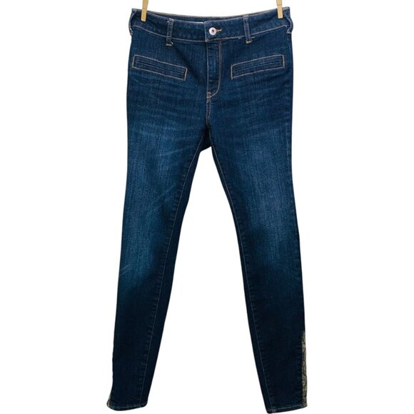 Anthropologie | Pilcro High Rise Skinny Jeans Stretch Denim Snake Trim Size 26 - Picture 2 of 14